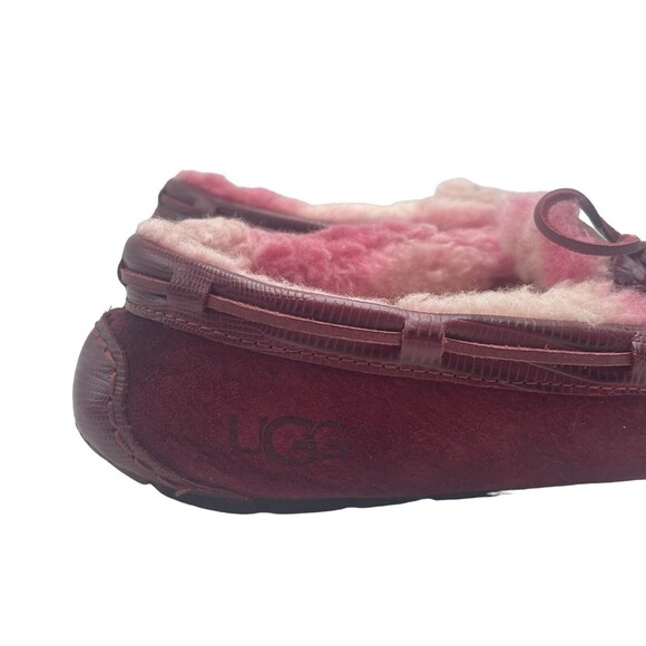 UGG Dakota Croco WMN SUEDE LEATHER WOOL Burgundy SLIPPERS Moccasins SZ 9 - Picture 11 of 16